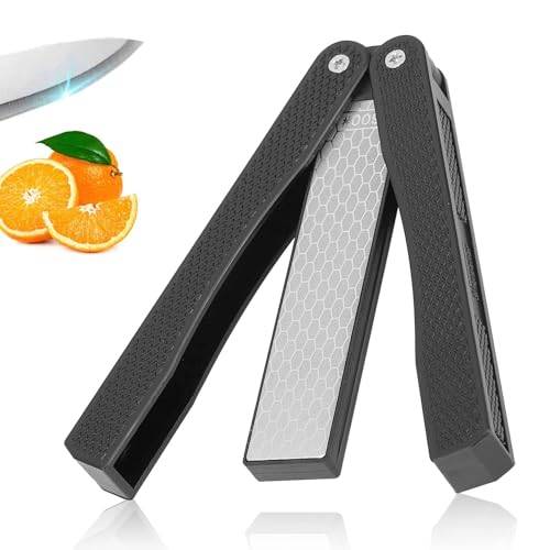 Bärbar knivslipare, fällbar dubbelsidig knivslipare, anti-slip Diamond Sharpener [Black]