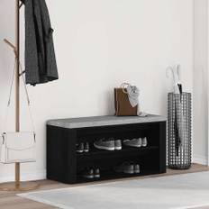 Skobänk svart ek 100x35x45 cm konstruerat trä