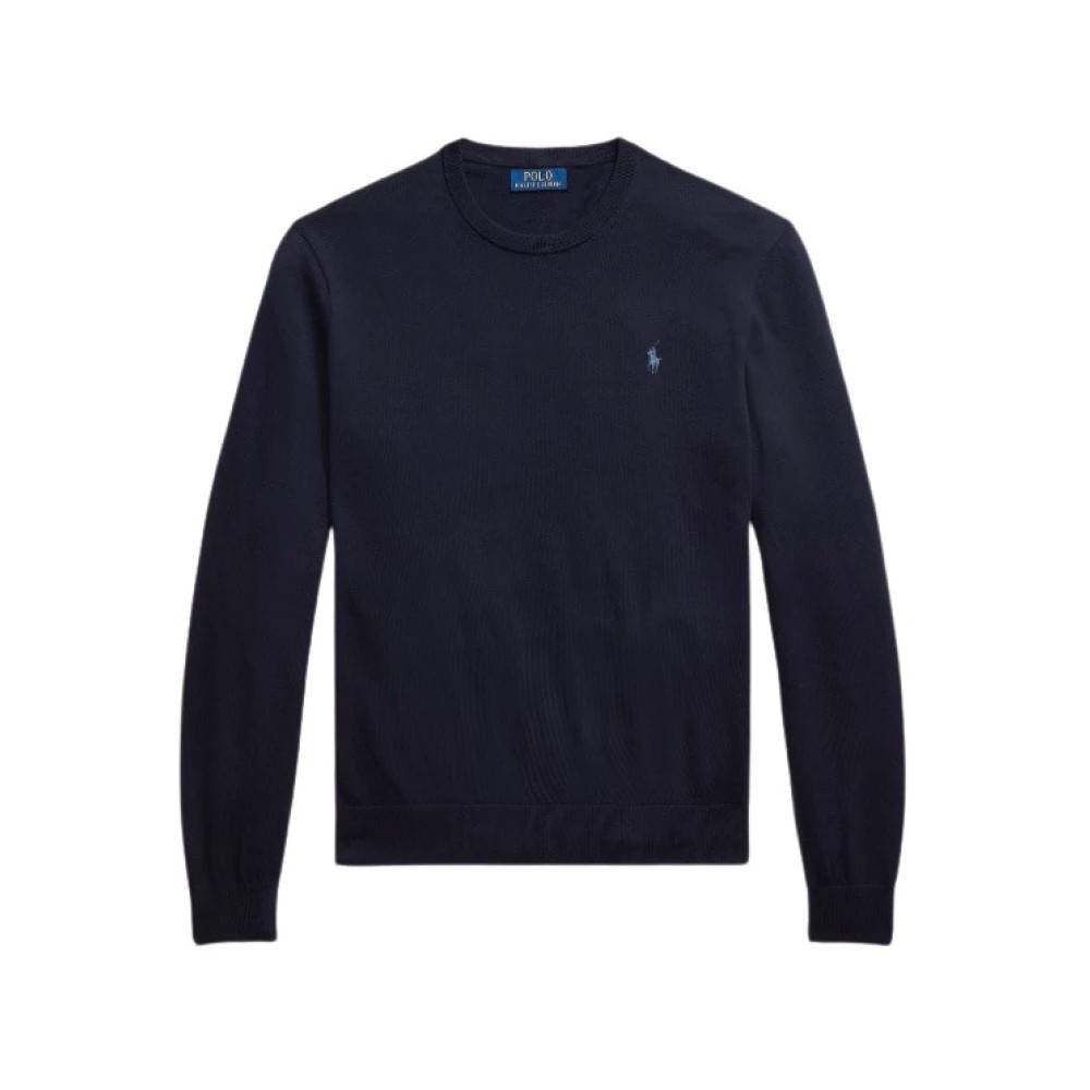 Polo Ralph Lauren Marineblå Bomuld-Kashmir Crewneck Pullover - Sweatshirts - Herre - Blå - 2XL - Bomuld