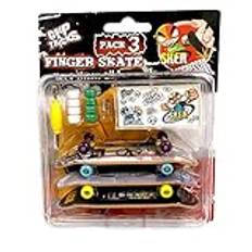 Grip and Tricks - 3 Fingerboard med Professionella Fingerboard Verktyg och Fingerboard Tillbehör - Finger Skate Pack 3 Set - Mini Fingerleksak för barn 6 år och uppåt.