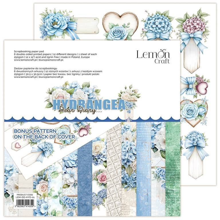 Scrapbookingpapper - 30x30cm - Hydrangea