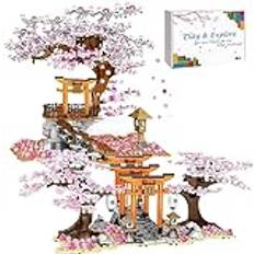 Bukett byggstenar, 1814 klämbyggstenar Sakura träd körsbärsblomma byggstenar, kreativitet bukett byggstenar inte kompatibla med Lego Creator Expert Flower Bukett