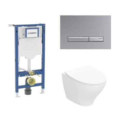 Geberit Duofix 112 cm toiletpakke inkl. Ifö Spira Modern væghængt toilet inkl. toiletsæde, Geberit Sigma50 square krom/matkrom