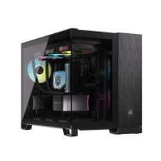 CORSAIR 2500X - Mid tower - micro ATX - genomskinlig sidopanel (härdat glas) - ingen strömförsörjning (ATX) - svart, obsidian aluminum - USB/ljud