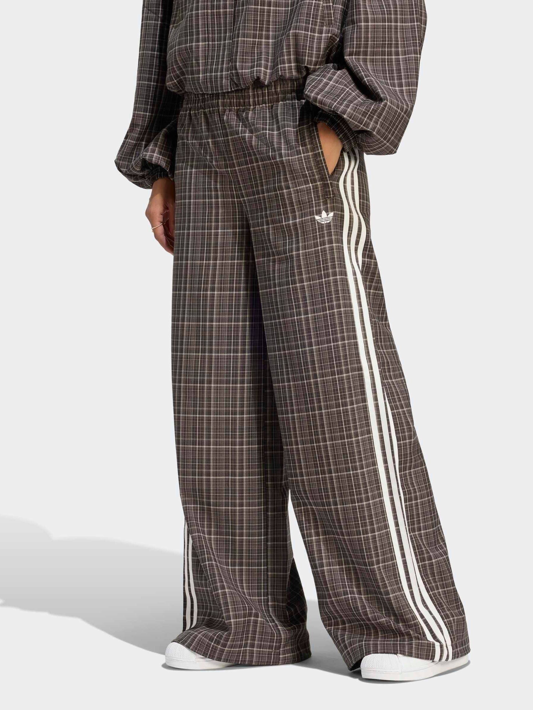 adidas originals adidas Originals Brown Check Loose Wide Leg Trousers