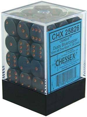 Chessex Opaque 12mm d6 Dice Block (36 Dice) - Dusty Blue with Gold