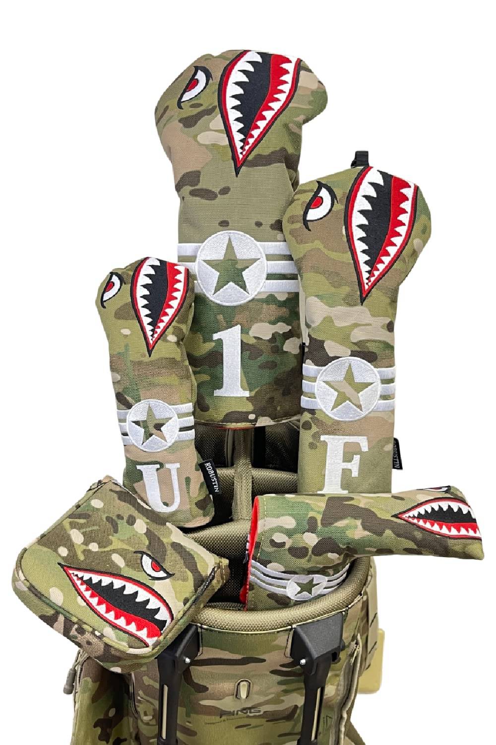 ROBUSTIN Golf Head Cover Set Driver Fairway Wood Utility Camouflage Beige (For Utility, Camo)