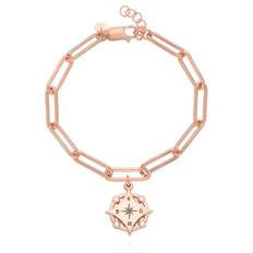Kaia Initial Kompass Armband med Diamanter i 18k Roséguldplätering