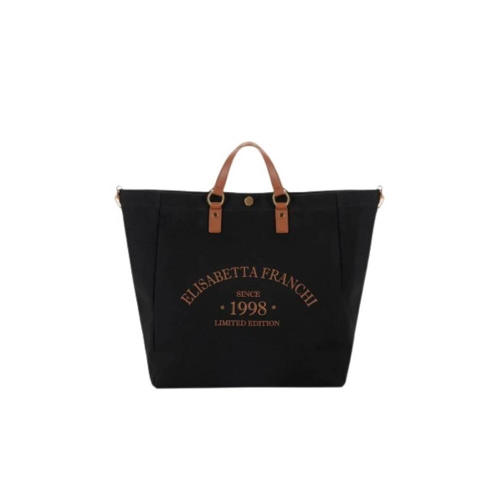 Elisabetta Franchi Canvas Tote Bag - Tasker - Dame - Sort - ONE SIZE - Bomuld