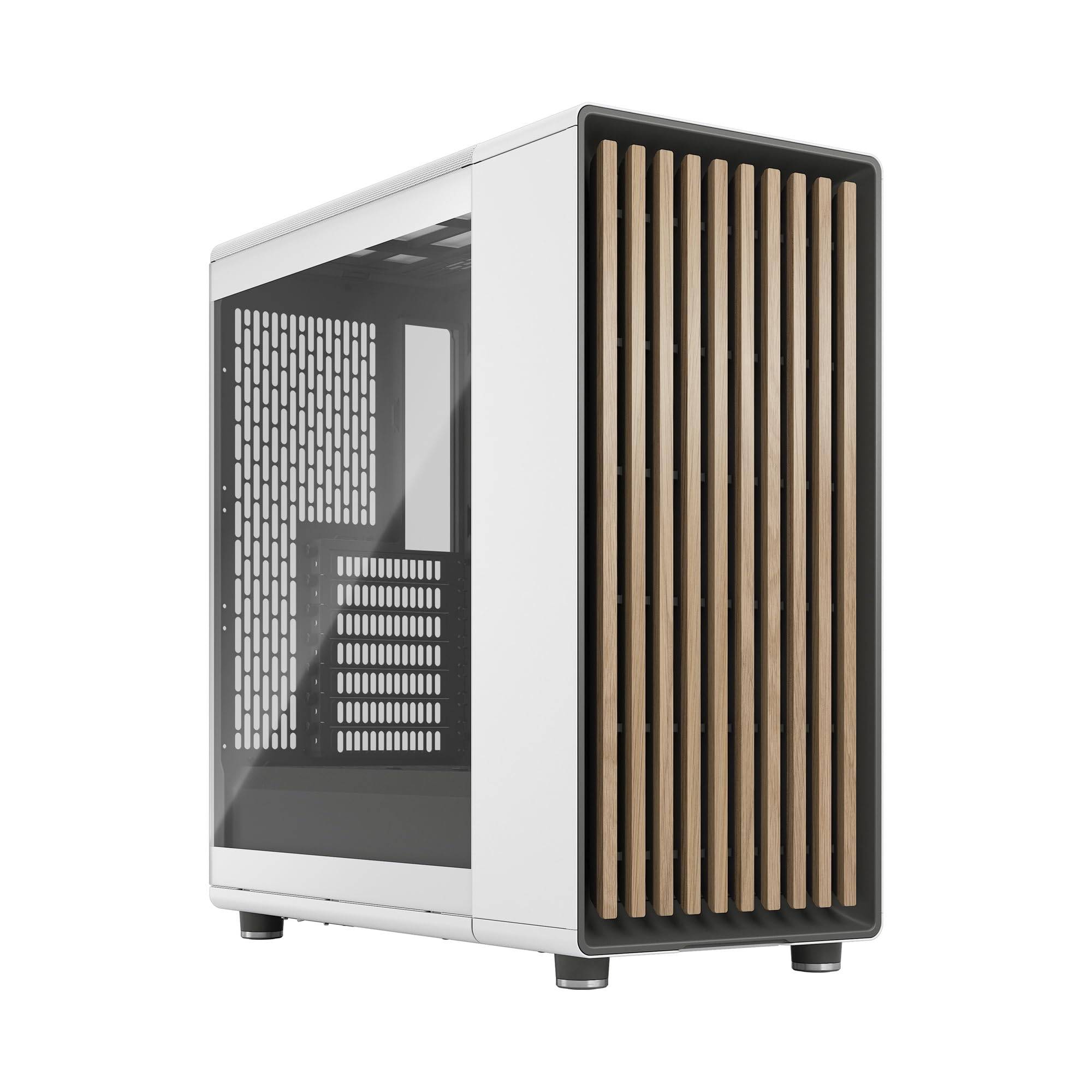 Fractal Design North Chalk White TG Clear Wood Natural Design ATX PC Case CS8442 FD-C-NOR1C-04 vit