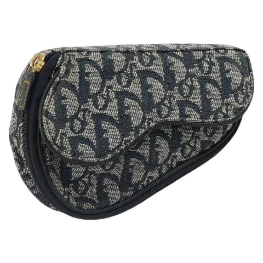 Dior Vintage Pre-owned Trotter Canvas Pouch - Vintage - Dame - Blå - ONE SIZE - Uld