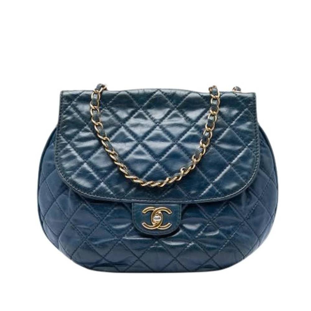 Chanel Vintage Pre-owned Vintage Quilted Flap Bag - Vintage - Dame - Blå - ONE SIZE - Uld