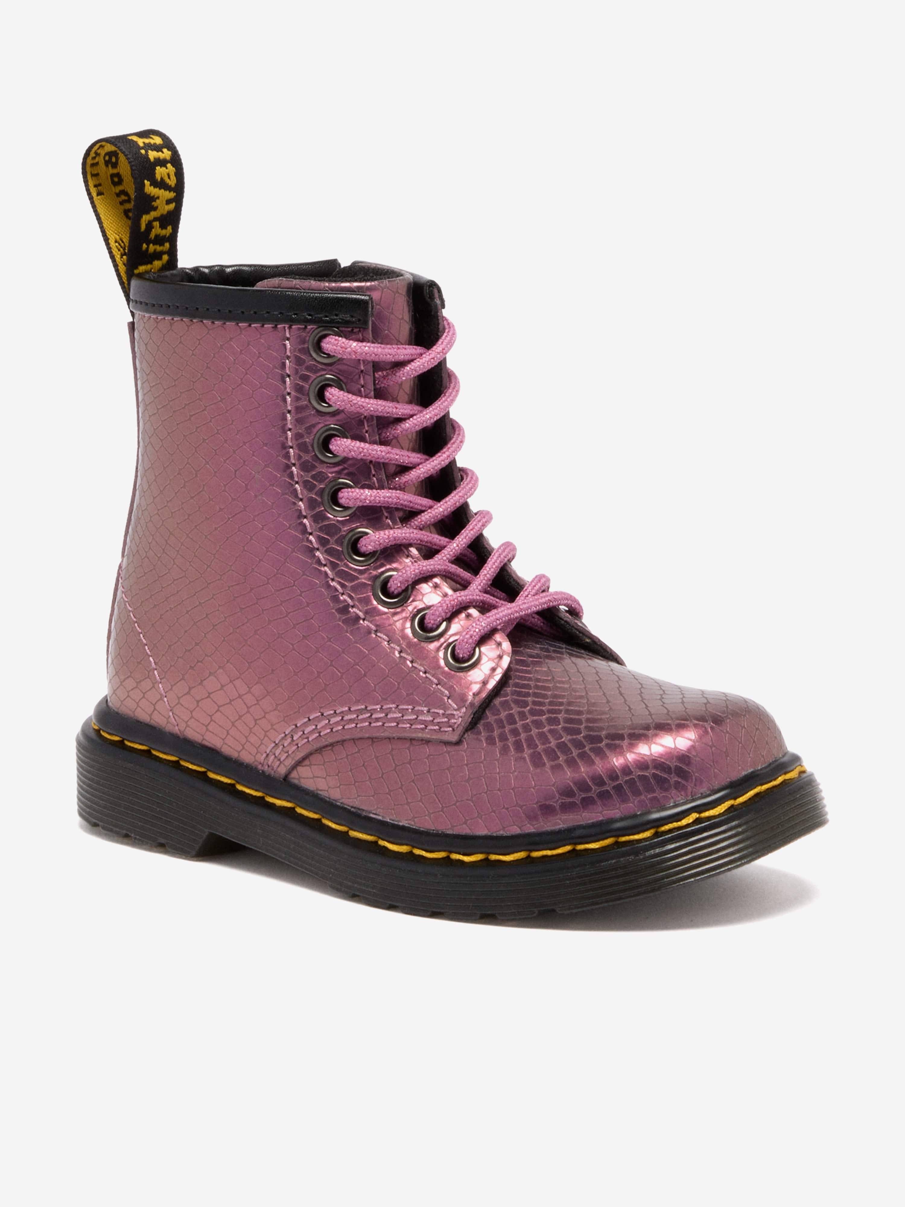 Dr Martens Girls 1460 Reptile Embossed Leather Boots in Purple - Purple / EU 28 UK 10 (EU 28 UK 10)