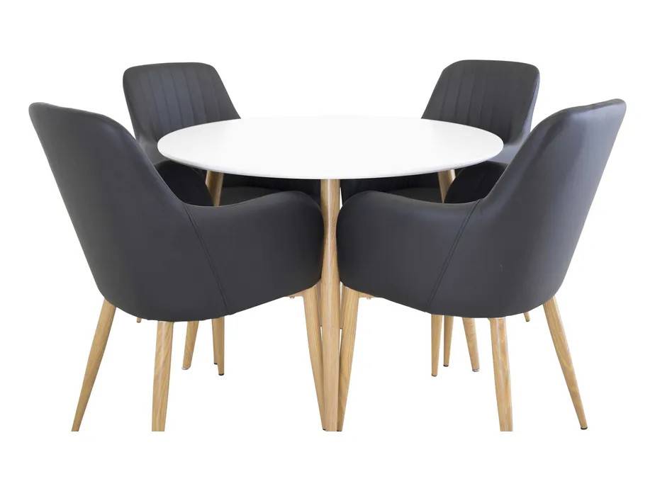 Venture Design Plaza & Comfort spisegruppe Hvid/sort 4 st stole & borde 100 cm