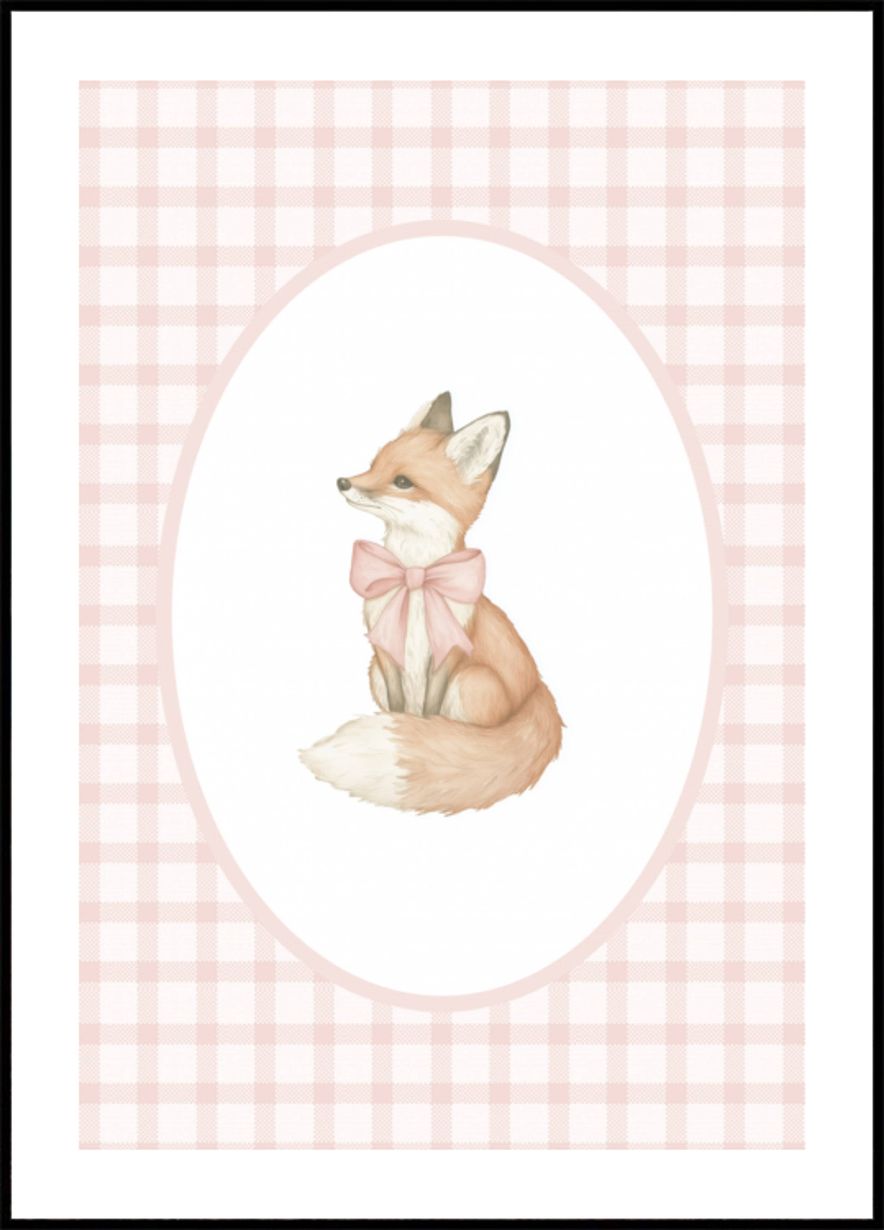 Charming Fox Pink Bow (50x70) - Plakater > Osorterade verk, BD