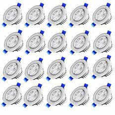 Froadp 20x Extra Flat Led Spotlight 3W Led Infälld Spotlight Badrum Ultratunn Varmvit IP44 för Badrum Kök Vardagsrum