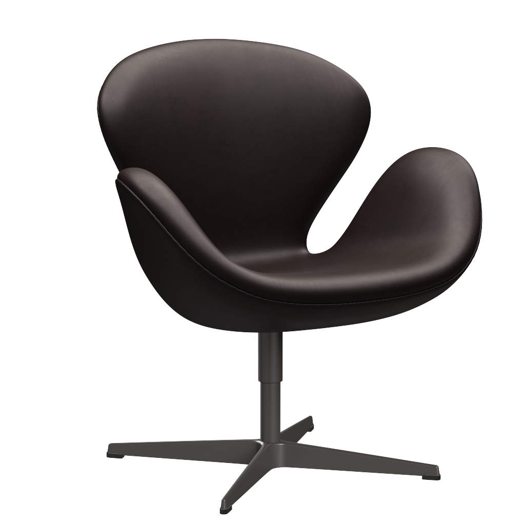 3320 Svanen loungestol, stel i warm graphite af Arne Jacobsen Grace læder - Dark Brown - Jacobsen Plus