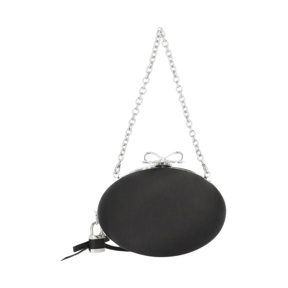 Self Portrait Satin Oval Clutch - Tasker - Dame - Sort - ONE SIZE - Satin