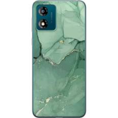 Motorola Moto E13 Transparent Mobilskal Grön Marmor