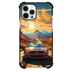 Ford Phone Case For iPhone Samsung Galaxy Pixel OnePlus Vivo Xiaomi Asus Sony Motorola Nokia - Ford Mustang GT On Sunset Illustration Background