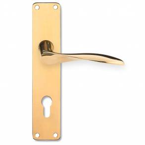 Arne Jacobsen dørhåndtag på langskilt PZ lås - Messing - Stor model - AJ111 - cc92mm