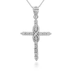 Diamond Luxe Infinity Cross Pendant Necklace in 9ct White Gold - white gold