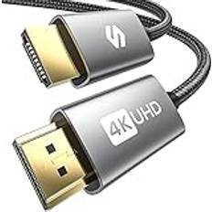 Silkland 4K HDMI Kabel Kort 30CM, Nylonflätad 18Gbps High Speed, stöd 4K@60Hz, 2K@144Hz/120Hz, ARC, HDR, 3D, Ethernet, Kompatibel med TV, Blu-ray Player, PS5/PS4, DVD, Xbox, Soundbar, Sky, PC, Laptop
