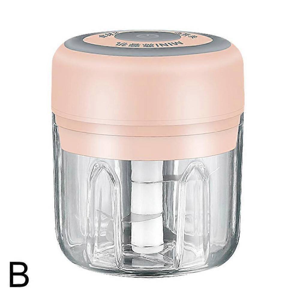 (Pink) Long-lasting Garlic Modern Durable Press Electric Mini Fashionable Portable USB Garlic Chopper Compact Mincer