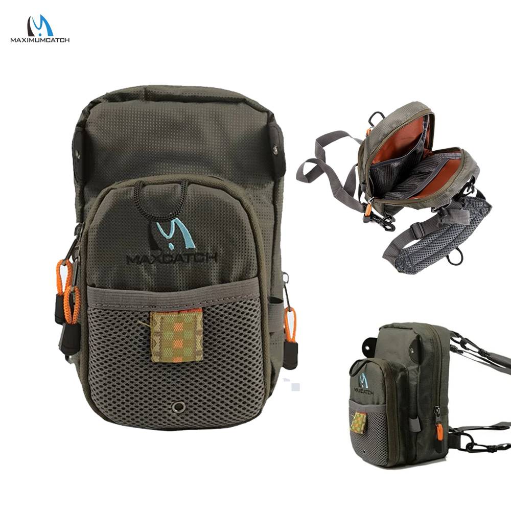 MAXCATCH V-Comp Fishing Chest with Adjustable Padded Neck Strap Pack Fly Fishing Bag with 5pcs Fishing Tool Accessories