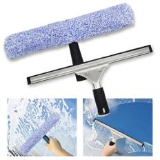 TEMU 2pcs Professional Window Cleaning Kit: Silicone Squeegee & Microfiber Scrubber - Ideal For Shower Glass, Mirrors, Doors & Cars