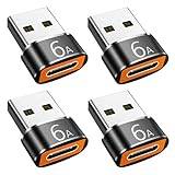 USB till USB C-adapter 4-Pack, USB C hona till USB A hane Adapter, Typ C till USB A Kabelomvandlare Kompatibel med iPhone 12 13 14 15 Pro, Samsung Galaxy S23 S22 S21 och Mer