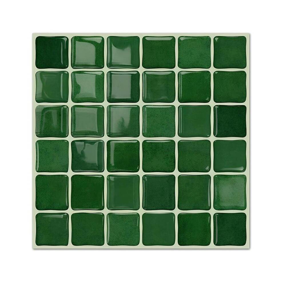 24-Pack Luxury Emerald Green 3D Mosaic Peel and Stick Backsplash Tiles 6x6 Inch Vinyl Wall Tile Stickers