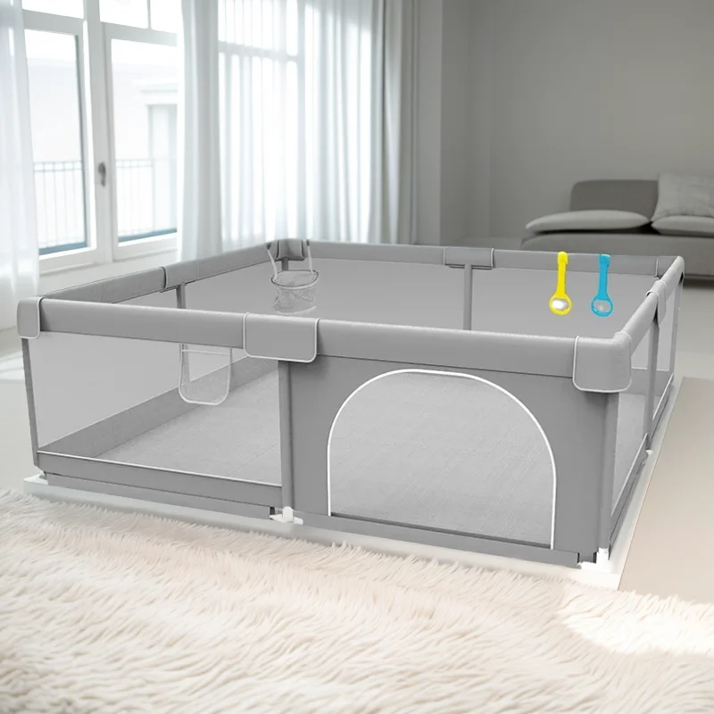 IMBABY Baby Playground 150x180cm Baby Playpen Grey Children's Fence Box with Protective Angle Game Playpen for Children Activity