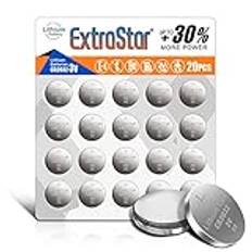 EXTRASTAR CR2032 alkaline 3V icke-rechargeable batteri litiumknappbatterier, 20-pack