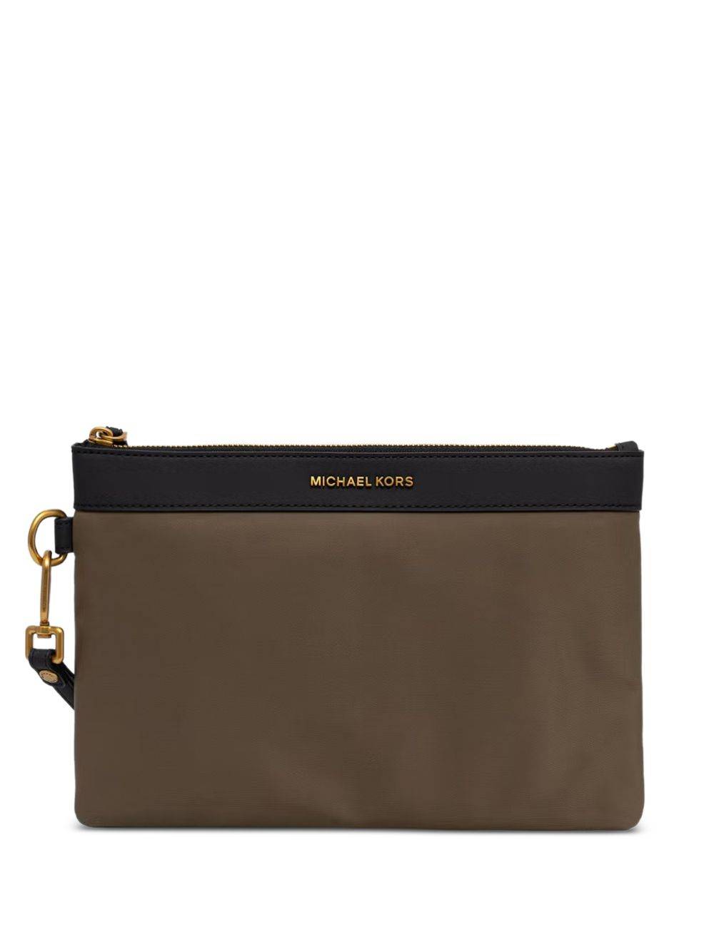 Michael Kors - Brooklyn logo-lettering wristlet clutch bag - herr - nylon/återvunnen nylon/polyester/polyuretan/polyester - OS - Brun