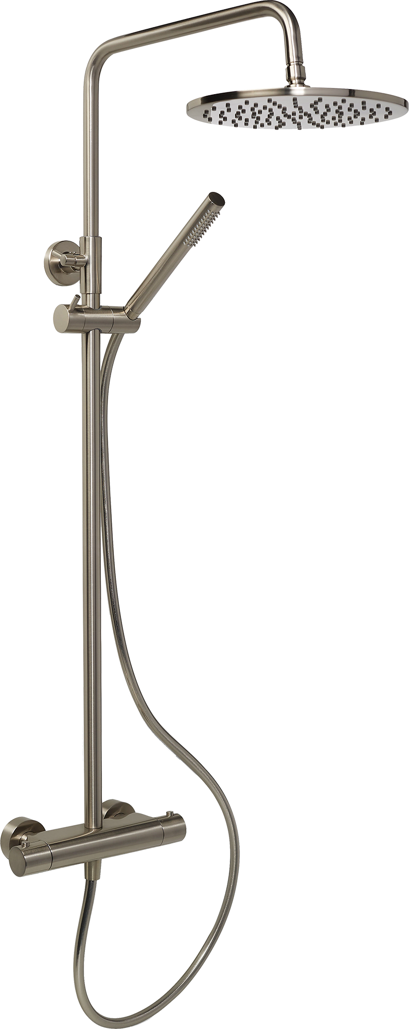 Blue label brusesystem med termostatarmatur og hovedbruser ø250mm nikkel