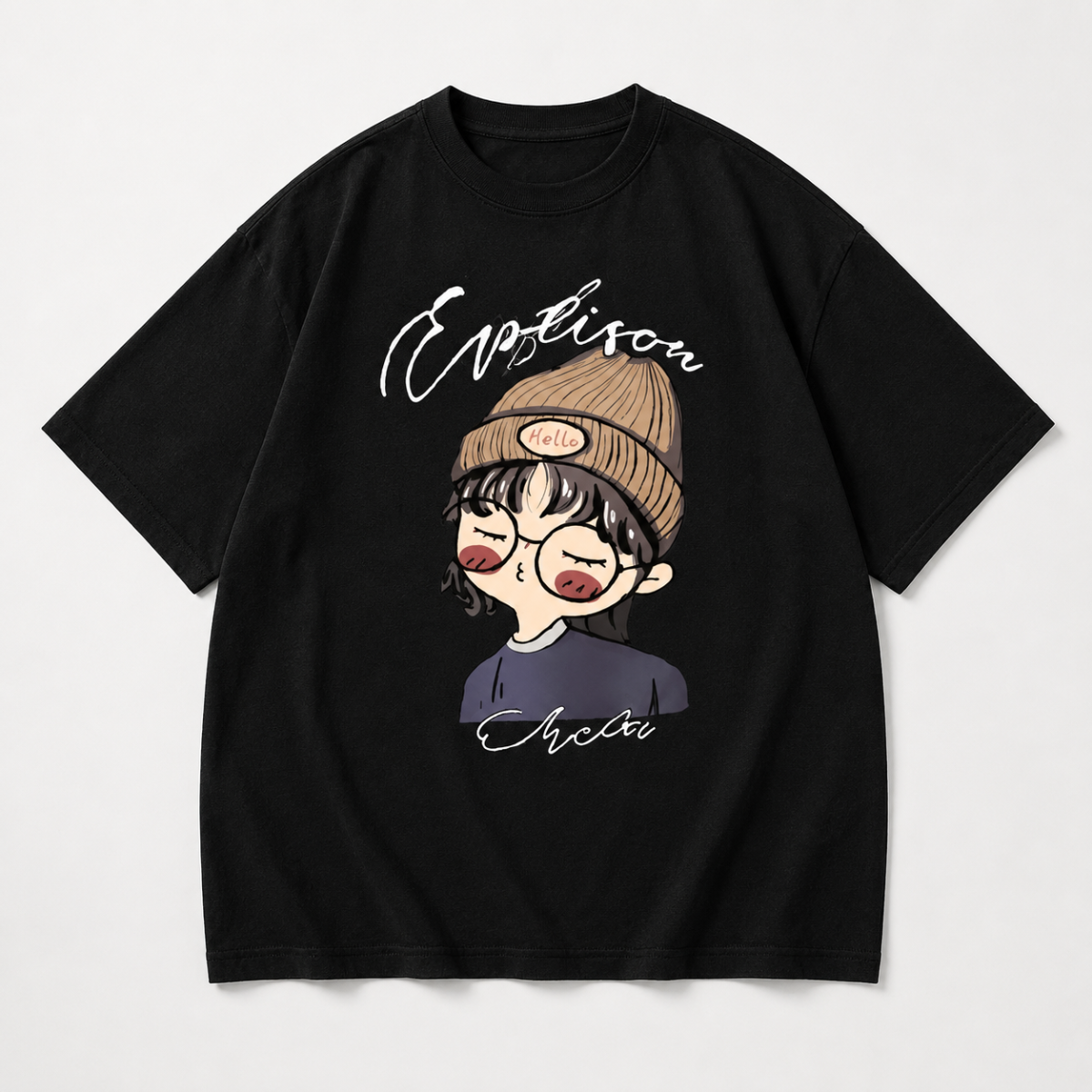 CuteStyle – Trendigt & bekvämt – T-shirt med överdimensionerat serietryck Svart / 150 (8–9 år) | Pedagogiska Träleksaker