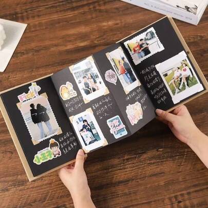 Fotoalbum i dragspelsstil, kreativt vikbart minnesalbum i papper, rektangulär fotobok för förvaring, rektangulärt pappersmaterial, bordsdekoration, pr