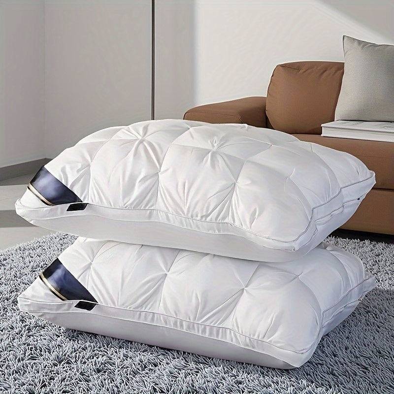 Neck Support Pillow for Sleep - Breathable Bed Pillow with Moisture-Wicking Technology, - 2Pcs-White / 70*42