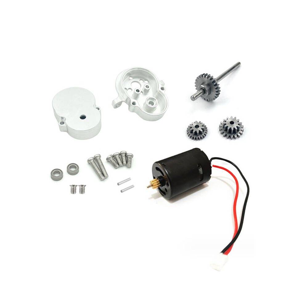 Metal Transmission Gearbox with 370 Motor & Steel Gear for WPL D12 D42 1/10 RC Car Upgrade Parts Accessories, Silver