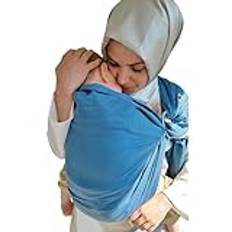 Shabany® – Ringsling – 100 % ekologisk bomull – baby magväska för nyfödda småbarn upp till 15 kg – inkluderar instruktioner för babywrap – blå (modig)