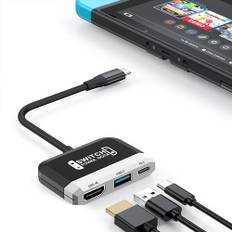 Switch Dock for Nintendo Switch OLED, 3 in 1 Switch TV Adapter with 4K HDMI, USB 3.0 Port, Type C 100W Charging, Portable Switch Docking Station Travel, for Samsung Dex S24, MacBook