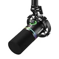 MAONO XLR/USB Dynamic Microphone, RGB Podcast Mic with Software for Streaming, Gaming, Recording, Voice-Over, Metal Microphone with Mute, Headphone Jack, Gain Knob & Volume Control-PD200X (Black)