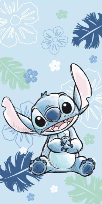 Disney Lilo and Stitch Ohana blå badhandduk, strandhandduk 70x140 cm