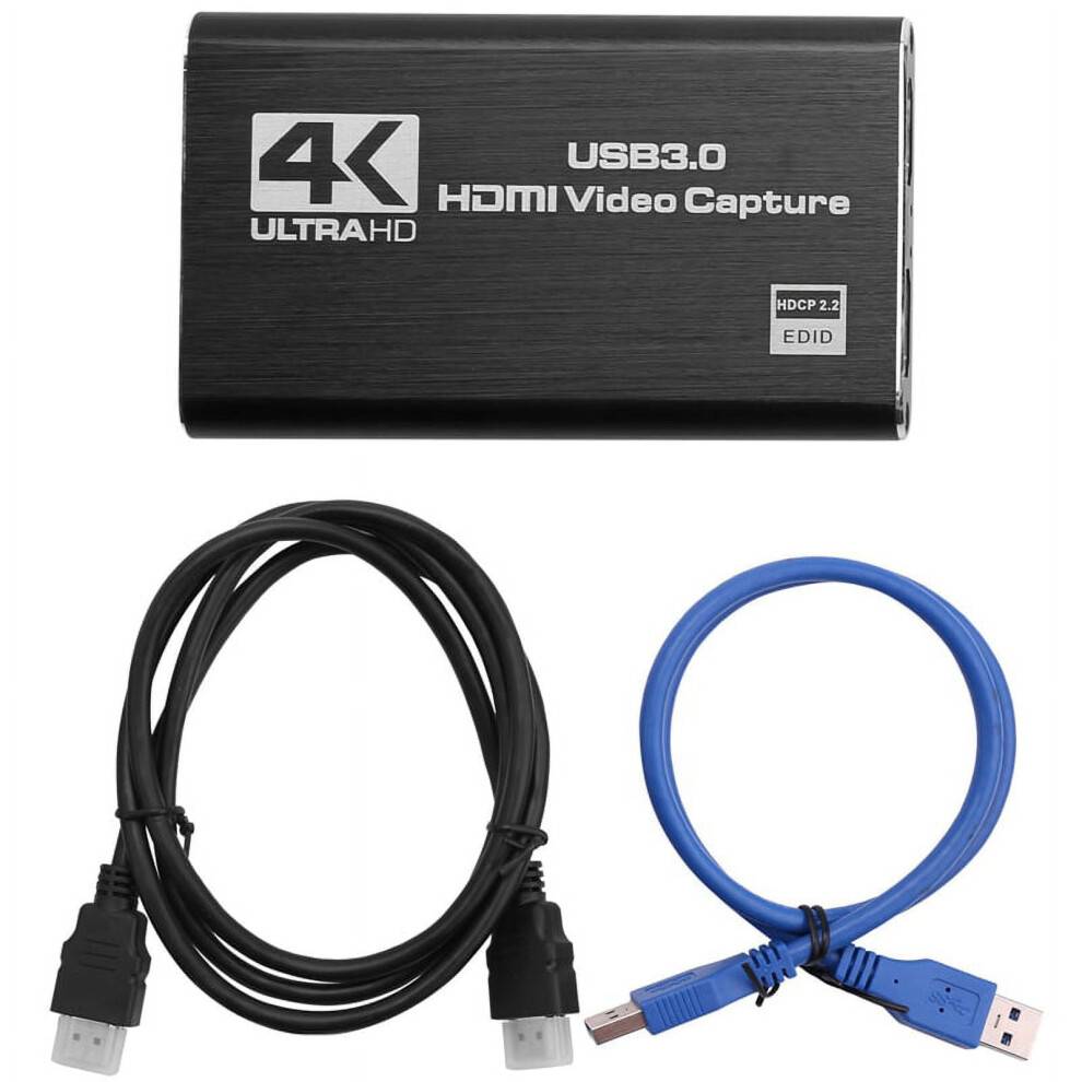 Lyd- og videooptagelseskort, 4K USB 3.0-optagelsesadapter til videokonverter til spilstreaming, live-udsendelse og videooptagelse