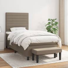 Ramsäng med madrass taupe 90x200 cm tyg