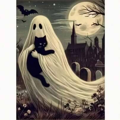 5D diamantmålning fullborrningskonstset, stor storlek 40 cm x 50 cm/15,8 x 19,69 tum, 30 cm x 40 cm/11,8 x 15,8 tum, "Halloween Ghost" diamantkonst, m (30*40,40*50,20*30)