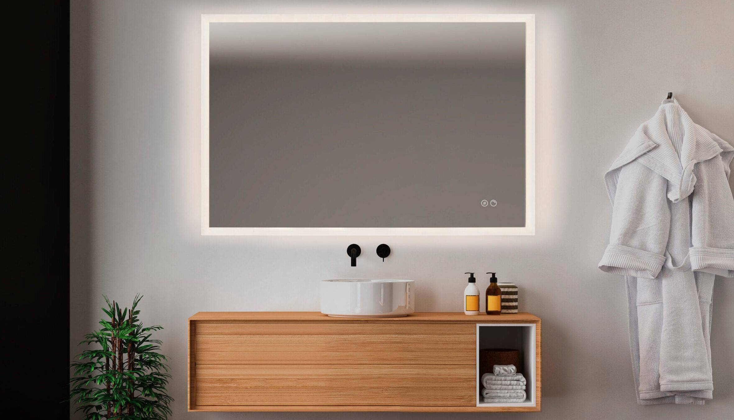 Exclusive SUNRISE-2- LED spejl med touch, antidug og justerbar lysstyrke - flere størrelser (Variant: 120 x H80 cm).