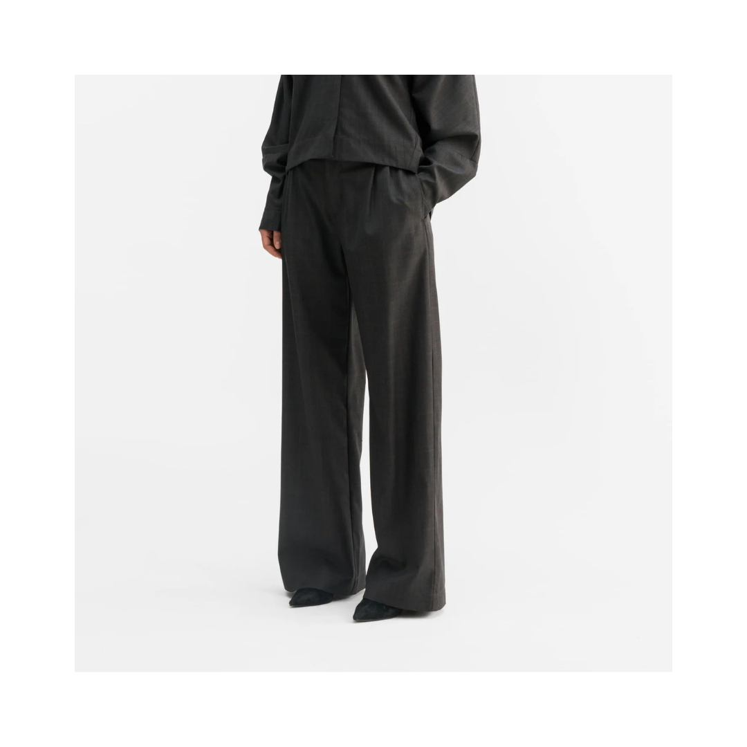Ahlvar Mel Check Trousers Dark Grey