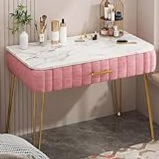 Modernt rosa sminkbord med låda och I-bordsben för litet sovrumsutrymme 60 x 40 x 75 cm